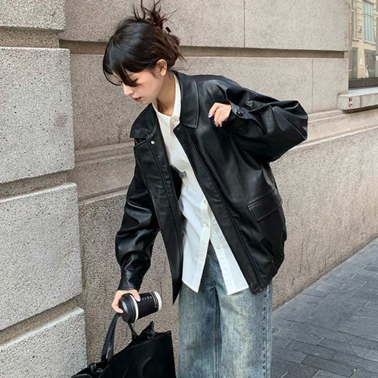【美品】ハナエモリ ラムレザージャケット スタンドカラー ブラック　38 M 美品】ハナエモリ ラムレザージャケット スタンドカラー