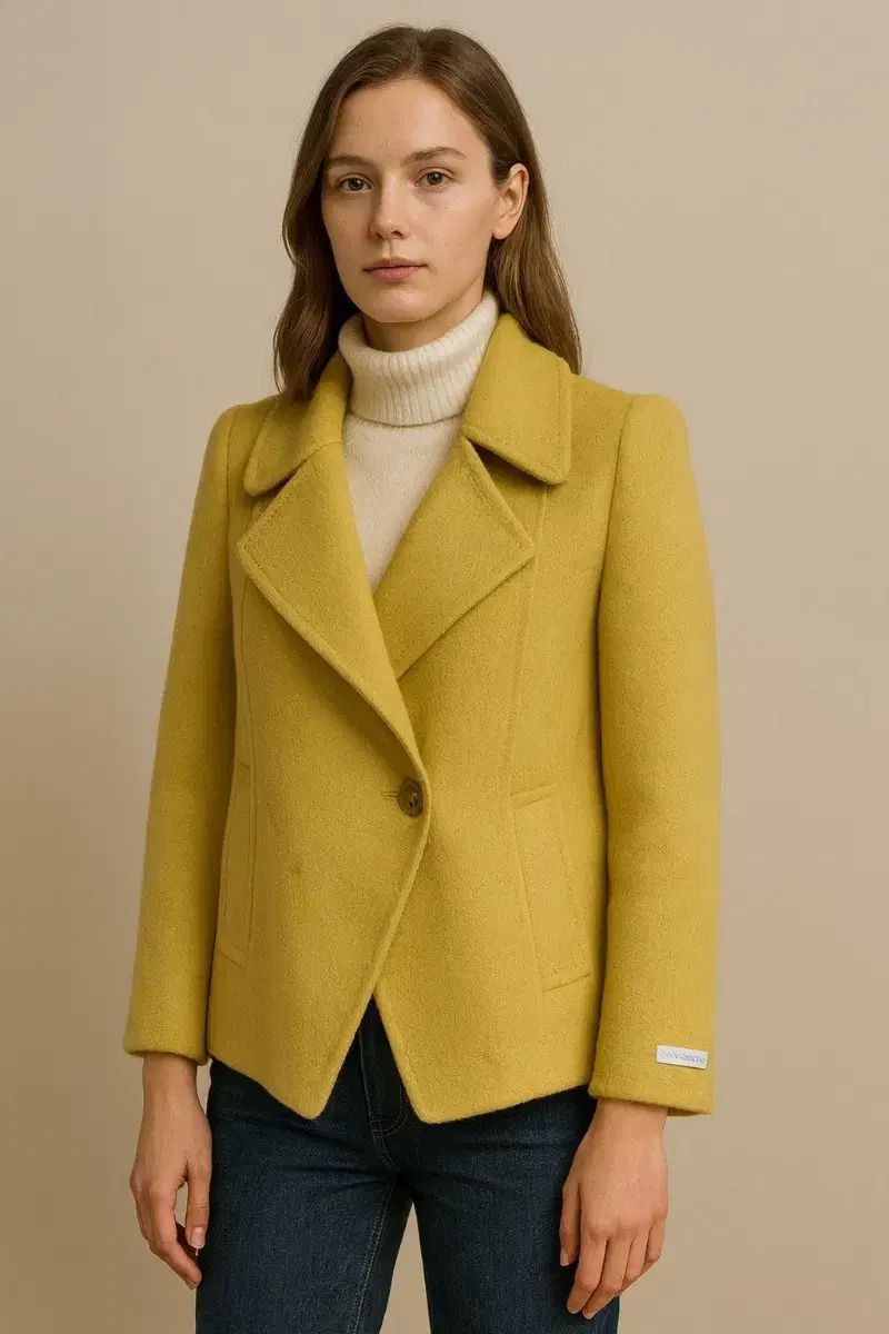 定価60万円 SJSJ エスジェイエスジェイ ハンドメイド ウール ショートコート 黄色 55 66