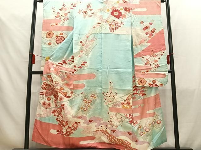 平和屋着物□豪華黒留袖 扇面枝花文 金彩 正絹 逸品 AAAY4076ru 平和