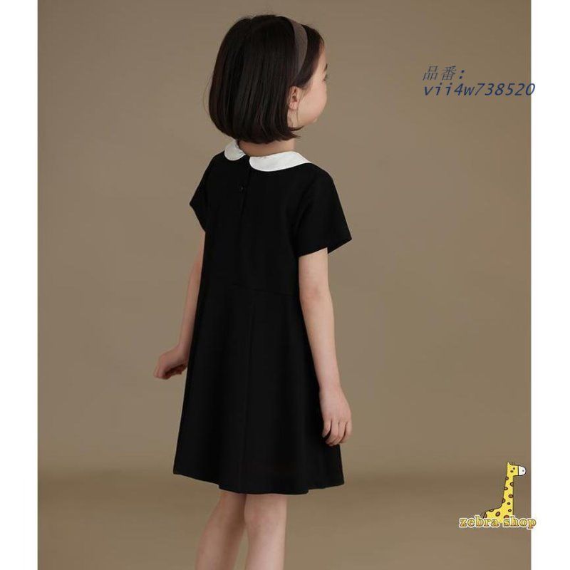 フォーマルワンピース 襟付き半袖 女の子 子供服 春服 夏服 喪服 新作 子ども服 ジュニア 半袖 プチプラ 葬儀服 キッズ 面接 カジュアル 法事 フレアワンピース  vii4w738520