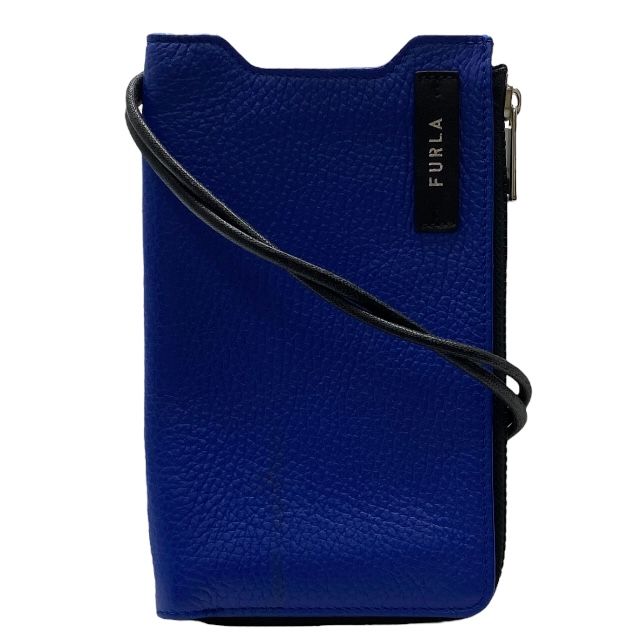 フルラ MAN TECHNICAL PHONE HOLDER フォンホルダー スマホショルダー モバイルケース ロゴ レザー ブルー FURLA