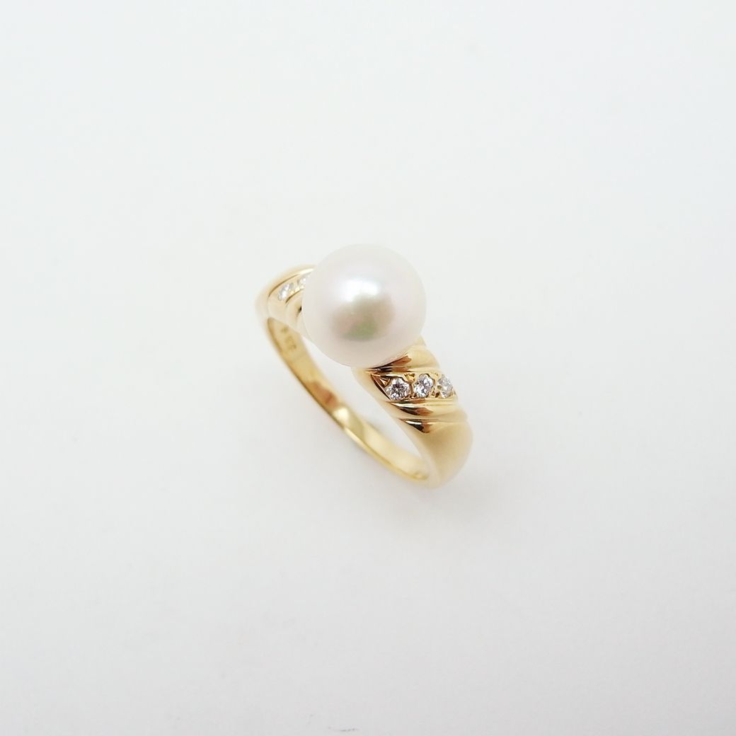 【数量は多】 ミキモト 12.5号 0.06ct 8.0mm リング ダイヤモンド アコヤ真珠 アクセサリー