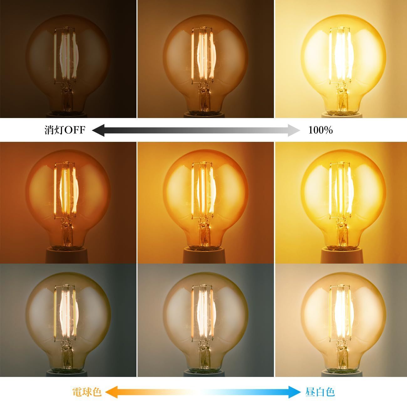 特価商品】60W形相当(消費電力6W) 調光調色 昼白色 昼光色 コード付き