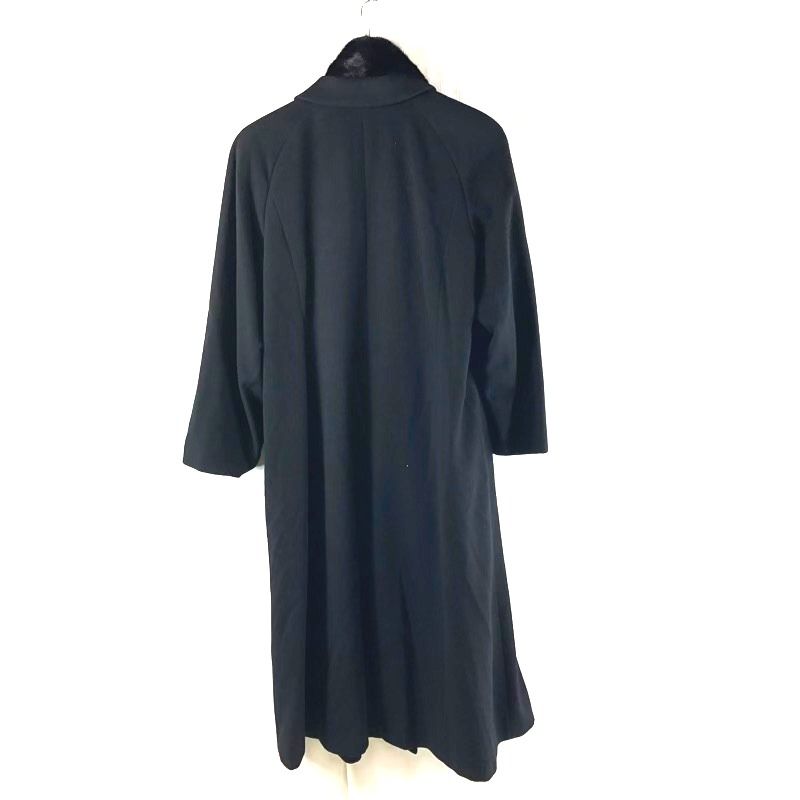【高級】レリアン カシミヤ100％ ミドル丈 コート ブラック ♪ 極美品◇Leilian レリアン【 贅沢な最高級カシミヤ100% 】大きい