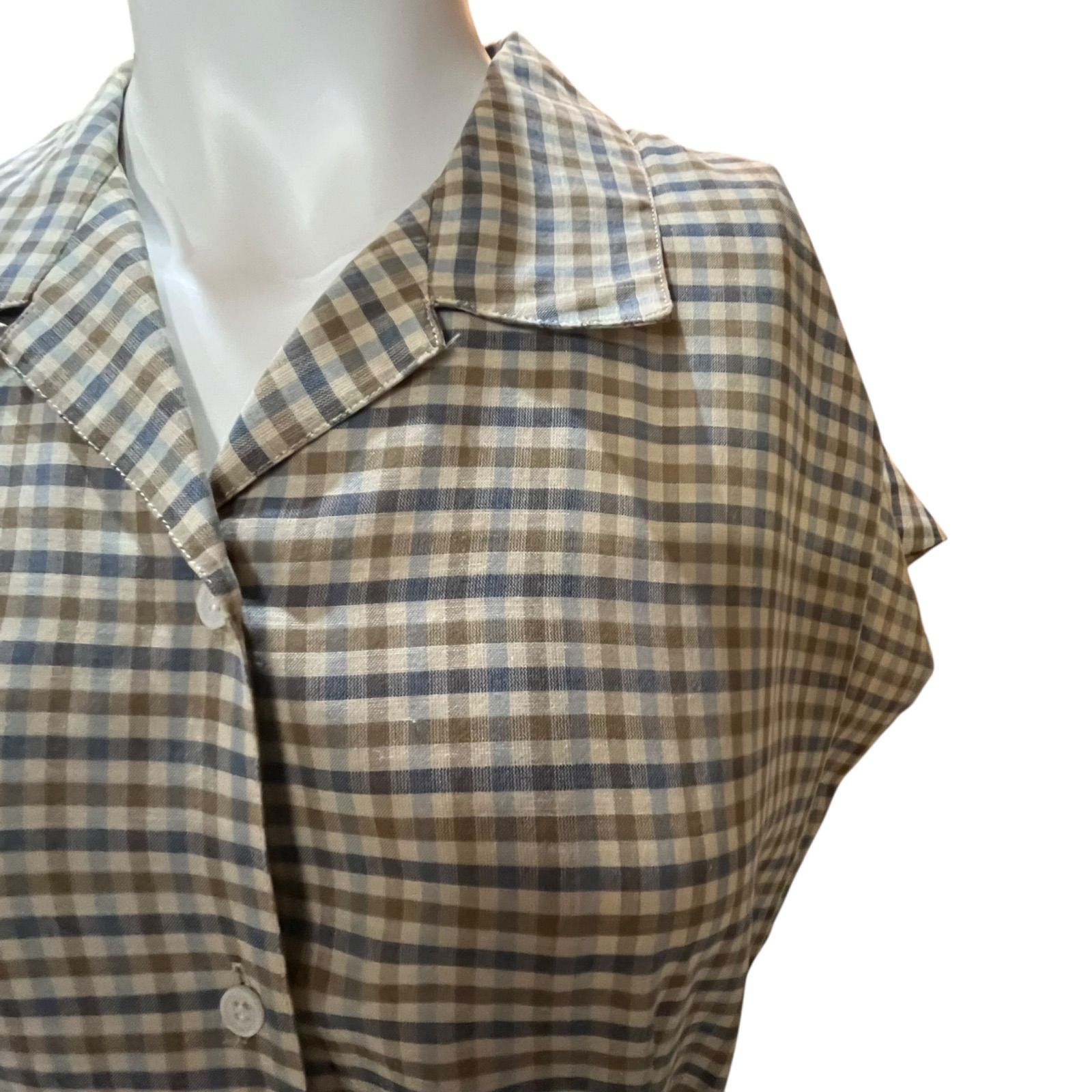 BURBERRY ベージュ チェック柄 シャツワンピース 14Y BURBERRY チェック柄長袖ワンピース 14Y BURBERRY チェック柄 長袖