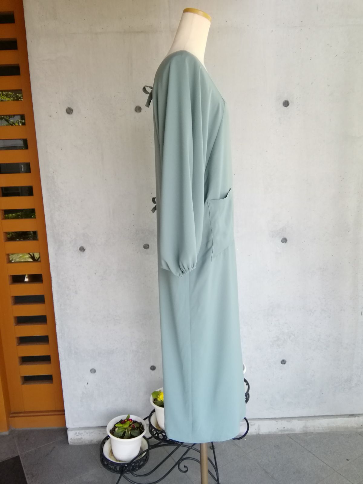 くすみミント着物用割烹着