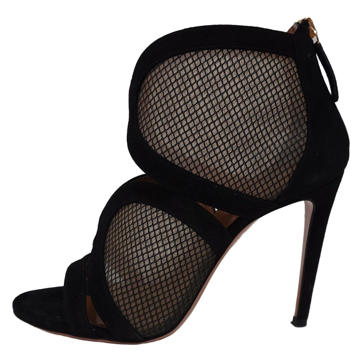 AQUAZZURA アクアズーラ ショートブーツ 38 レディース - 黒 メッシュ