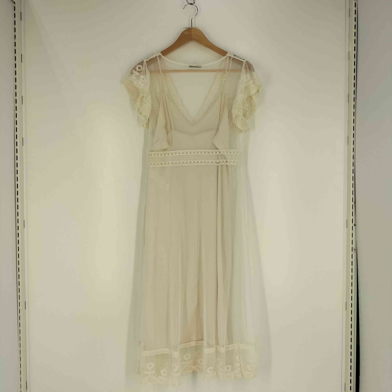 ZARA WOMAN 刺繍 レース シアー ワンピース ブラック M アニマル