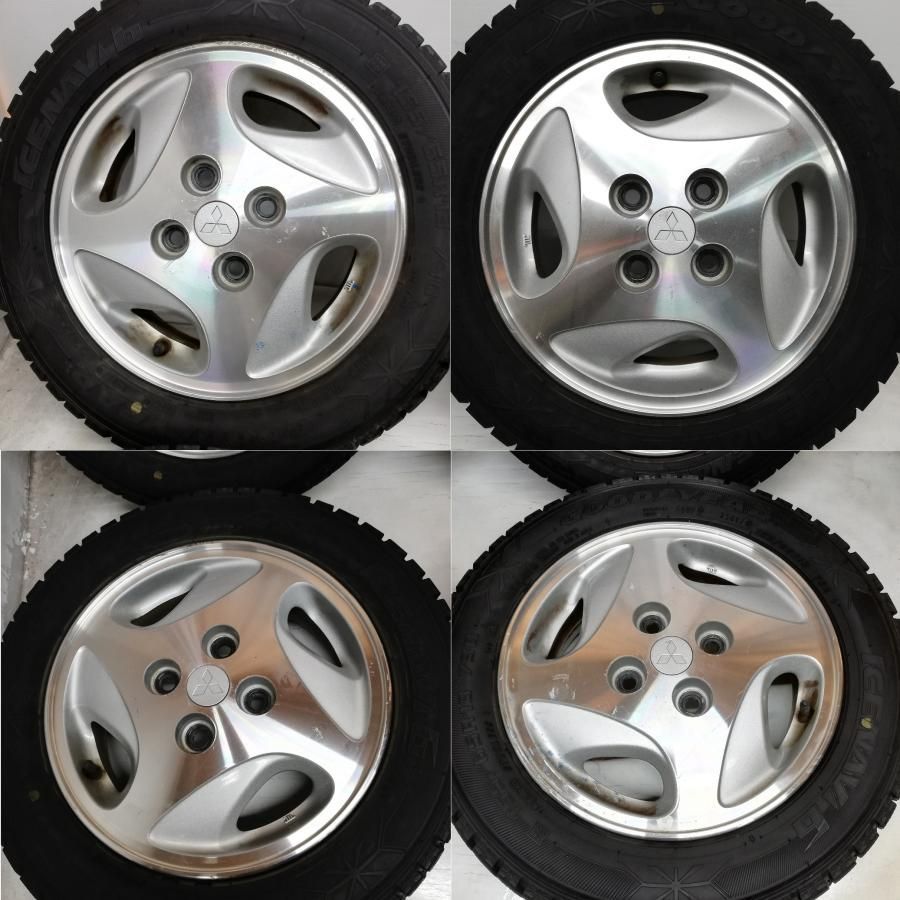 スタッドレスタイヤ u0026 ホイール 4本＞ 155/65R13 グッドイヤー 13x4.50B ミツビシ純正 4H -100 オッティ ekワゴン  トッポ 中古 - メルカリ