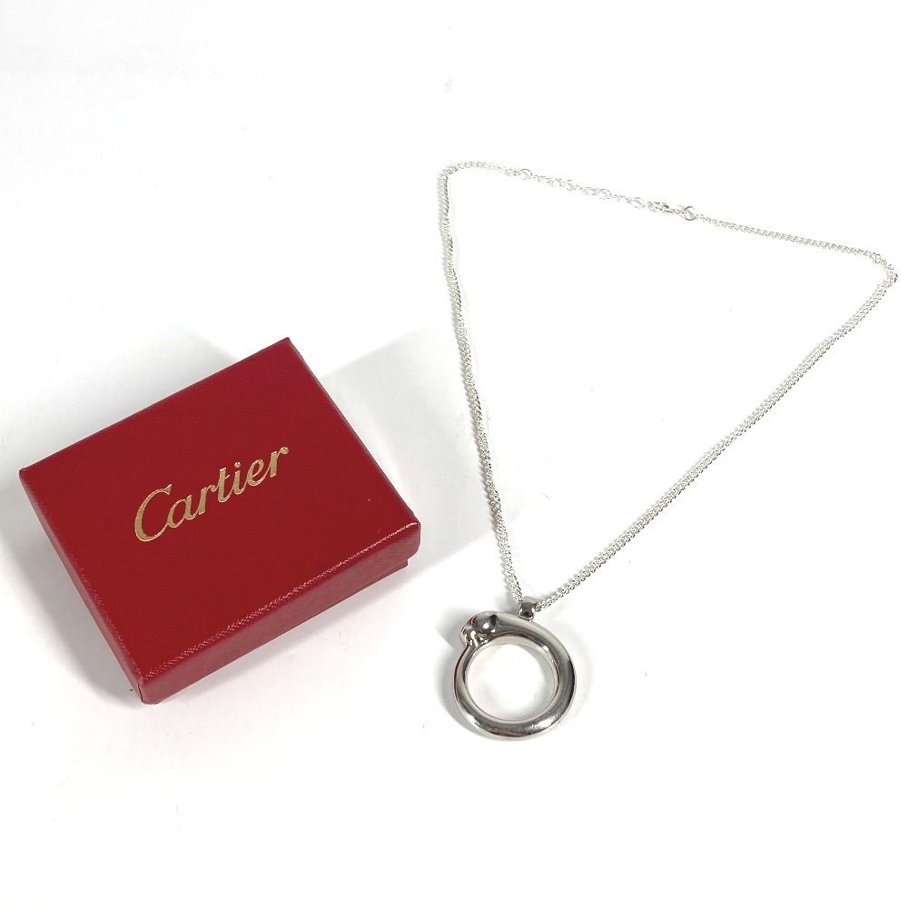 Cartier シルバー オーバル型ペンダント カルティエ ライター オーバル シルバーカラー格子柄 機械調整