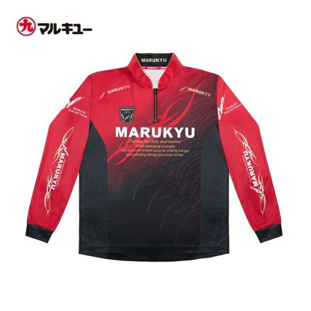 激レア マルキュー MARUKYU フィッシング 釣り ウェア ダウン セット マルキュー マルキユージップアップシャツ L レッド | 釣具 釣り