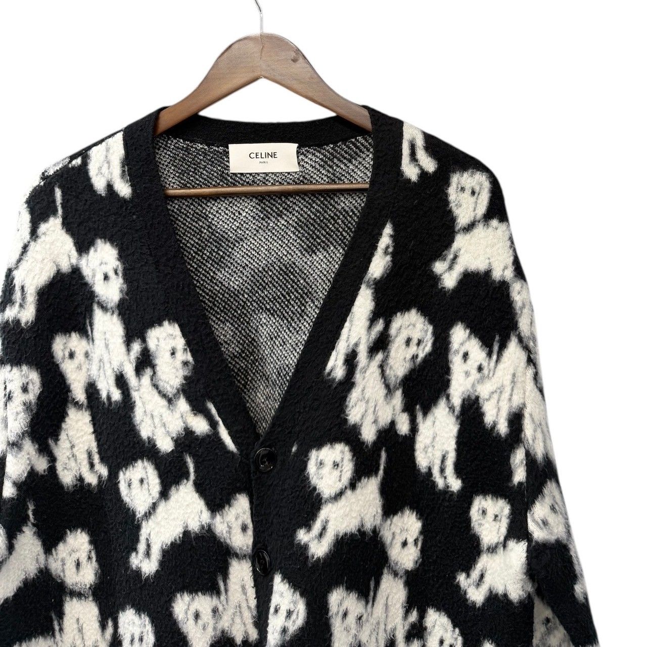 CELINE セリーヌ 22SS AMY DORIAN 犬総柄ブラッシュドカーディガン