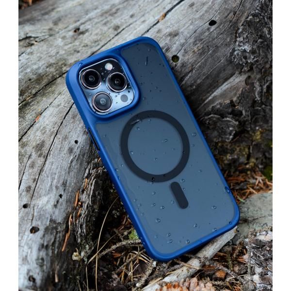TORRAS iPhone15pro 用 ケース マグネット搭載 ストラップホール付き Guardian-Mag ブルー ケース 用 iPhone ワイアレス充電 クリア ストラップホール付き