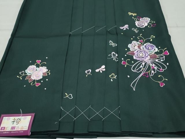 平和屋着物○女性 行灯袴 総刺繍 草花文 バーガンディー色 金銀糸 卒業  