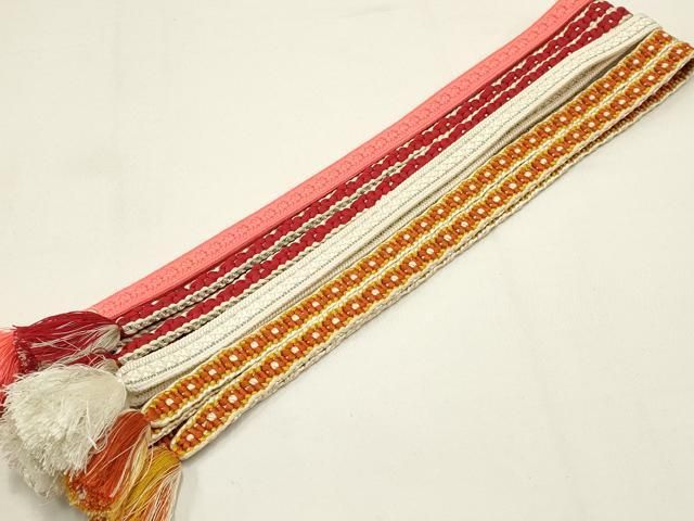 平和屋着物●和装小物 上質な帯締め4本セット 小桜組 銀糸 AABB7082ay