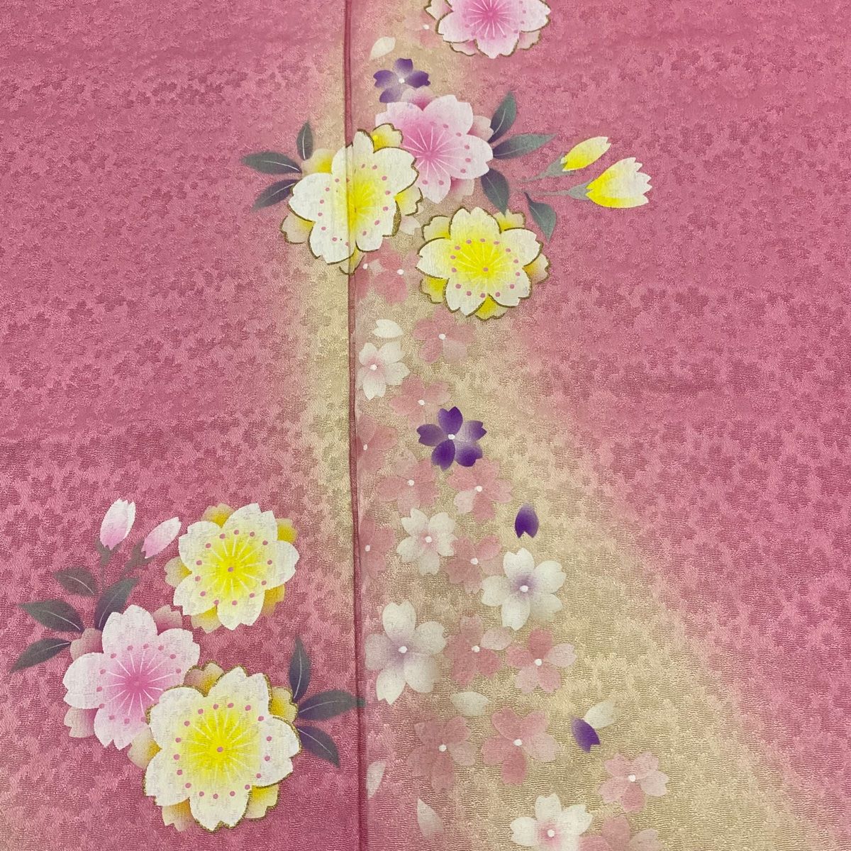 振袖 身丈160cm 裄丈69cm L 袷 鈴乃屋 桜 桜の花びら 金彩