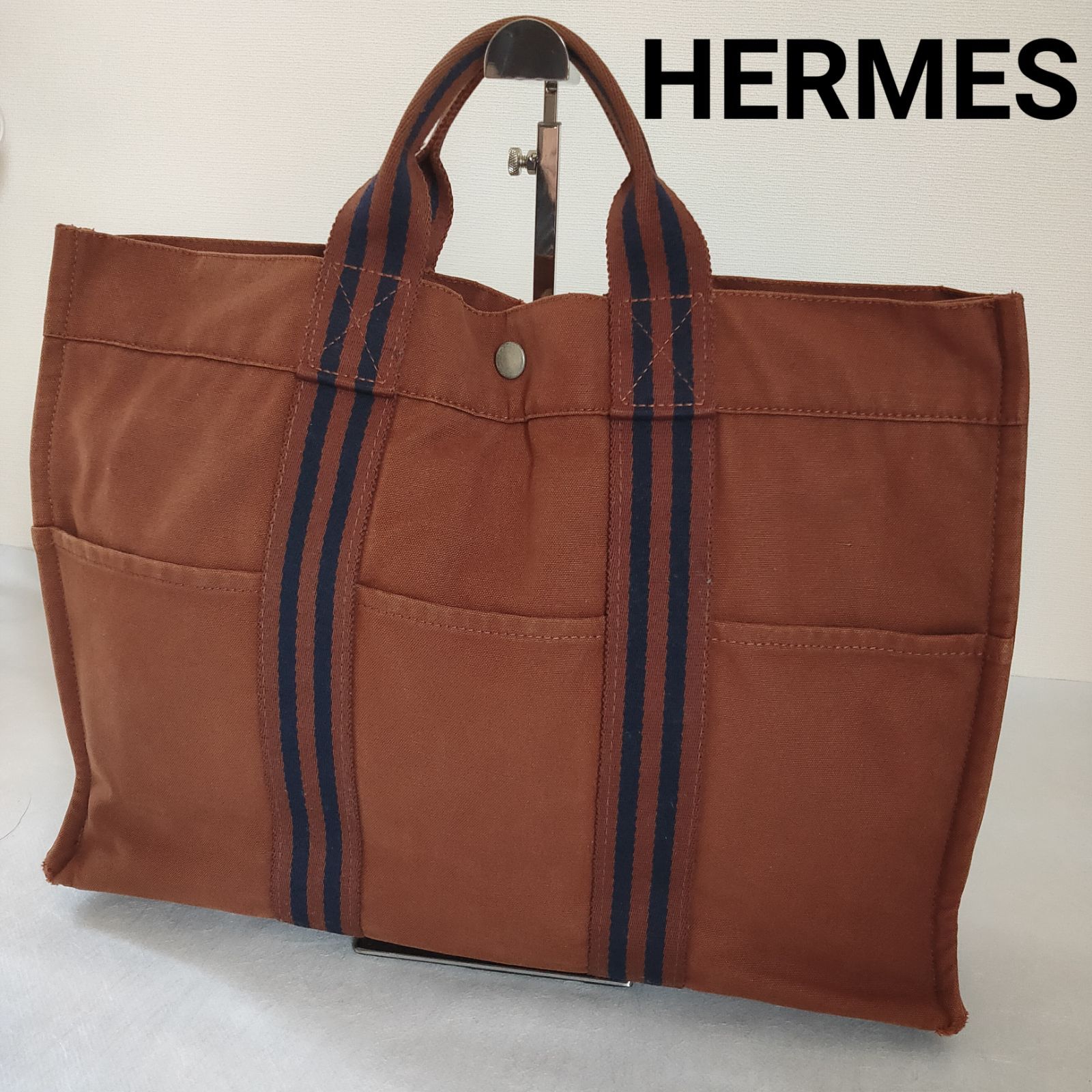 HERMES エルメス トートバッグ フールトゥ MM 茶 ブラウンA4 42cm - メルカリ