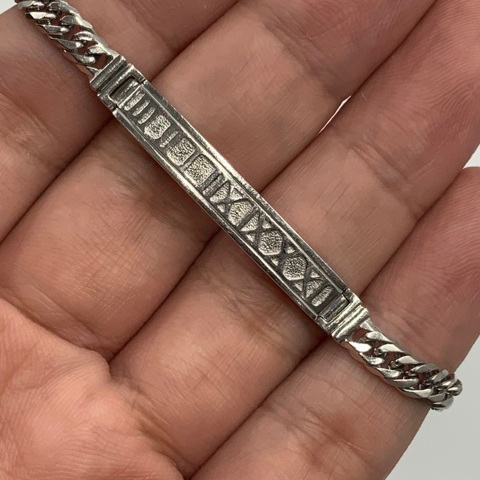 Pt850 プラチナ 850 喜平 6面ダブル IDブレスレット 17.1g 約18.5cm