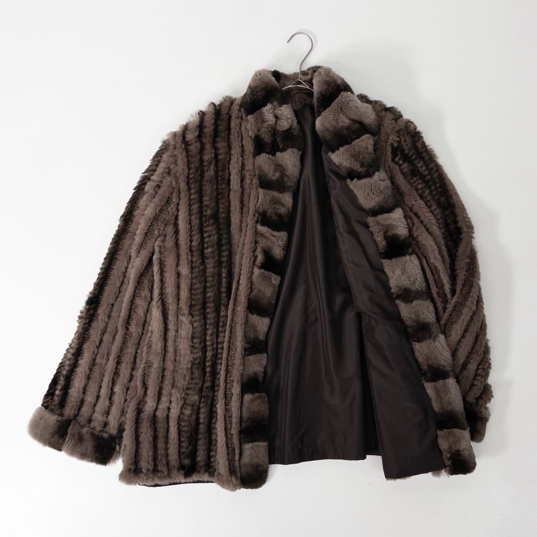 シルクファー切替2wayリバーシブルコート ロゴボタン