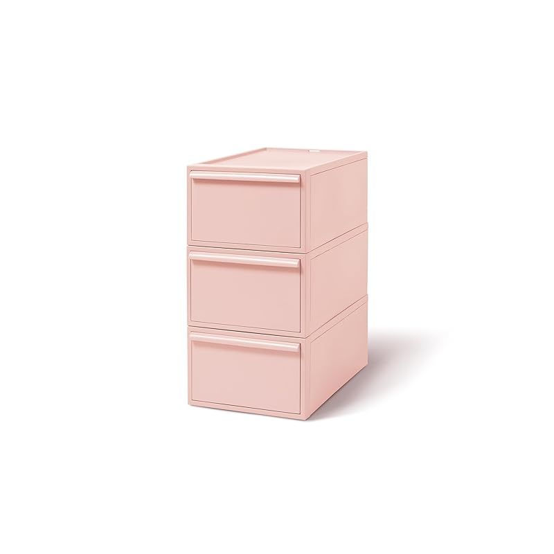 ライクイット (like-it) 収納ボックス クローゼットシステム 引出し (M) 3個組 ピンク CS-D2 3P 奥行き52cm クローゼット収納にピッタリ