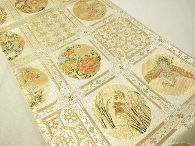 平和屋着物▽六通柄袋帯 唐織 傘松閣天井絵紋 金銀糸 正絹 逸品