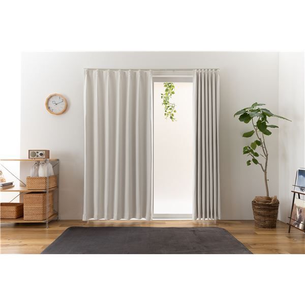 遮光カーテン 幅100cm×丈260cm 2枚 ホワイト 洗える タッセル付き 1級 遮光 カーテン 遮熱 保温 形状記憶 ブランシュ