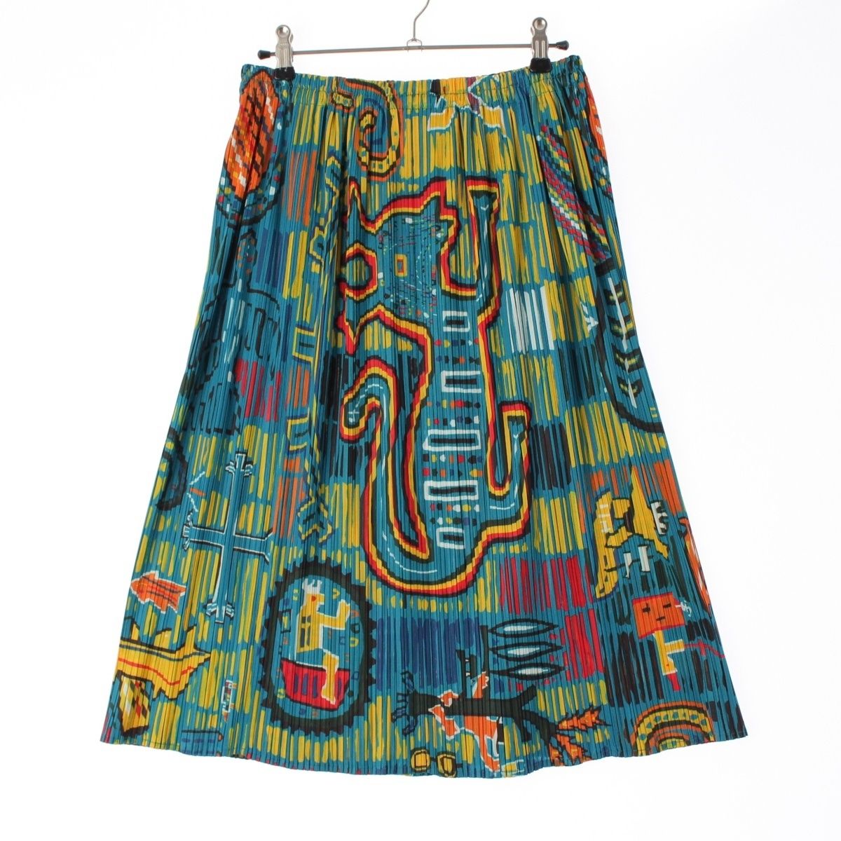 プリーツプリーズ イッセイミヤケ イラスト柄 スカート PP22-JG716 ブルー 5