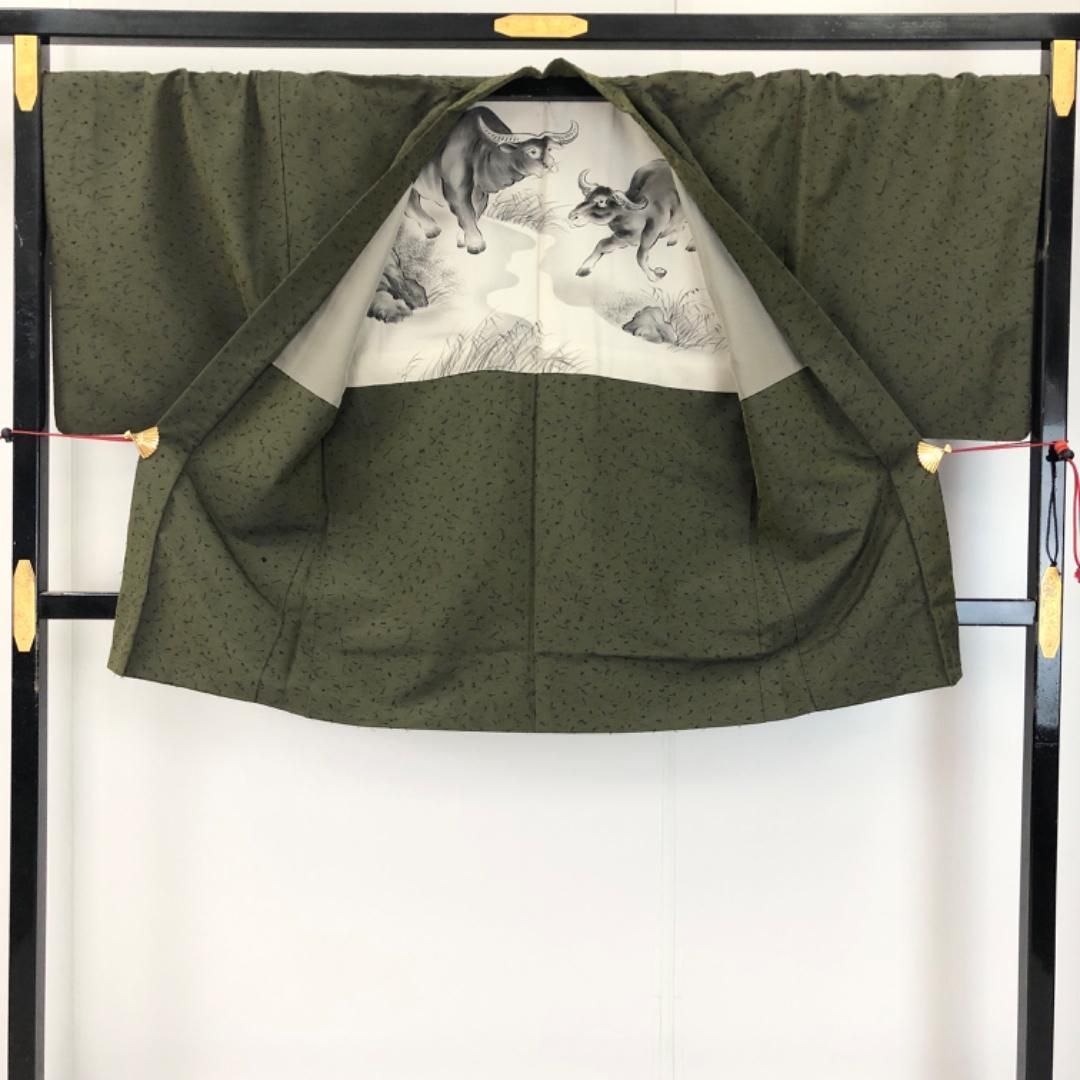 男着物 羽織 髭紬 柳煤竹茶色 キングサイズ M-1124