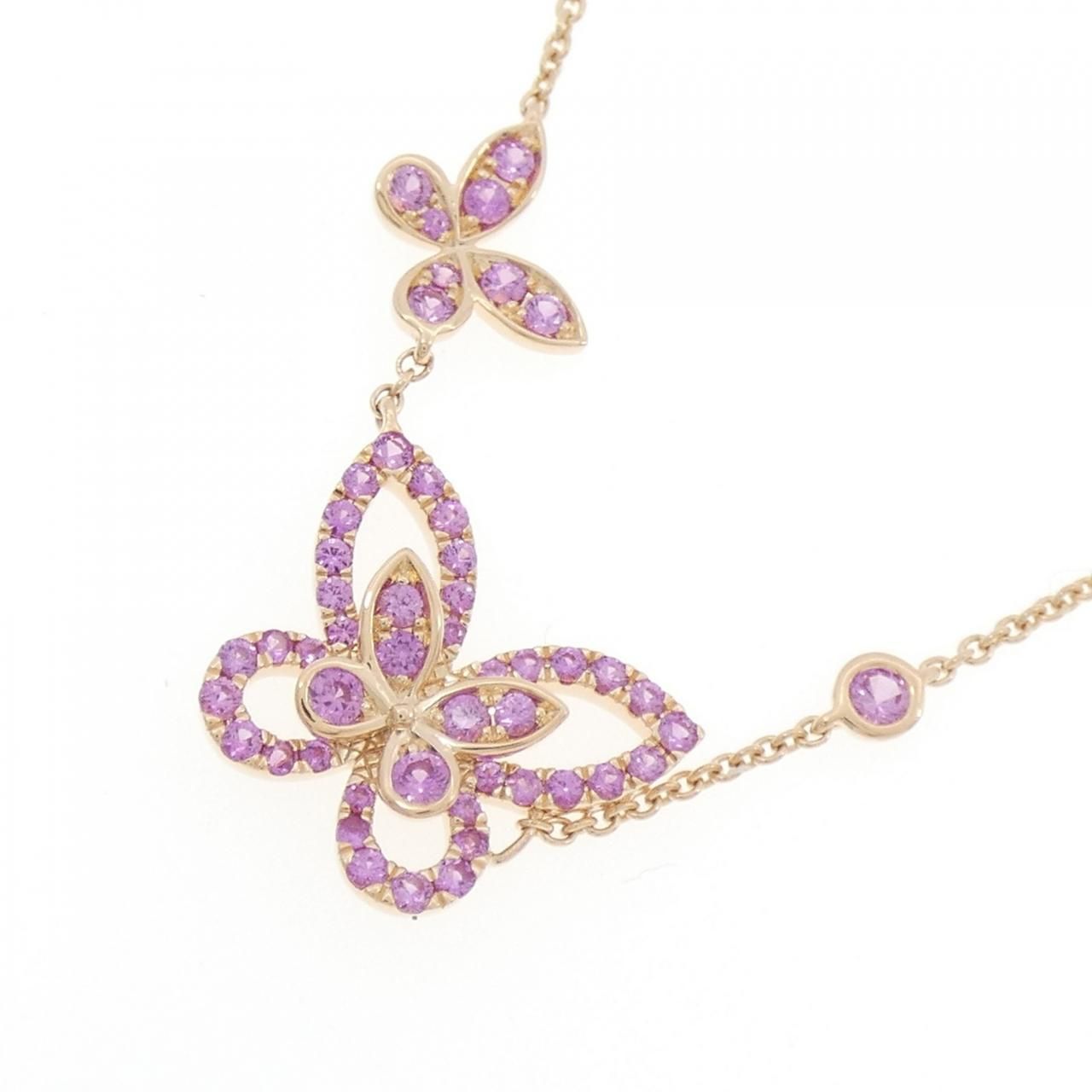 ダブル バタフライ シルエット ネックレス ダブル バタフライ シルエット ダイヤモンド ペンダント