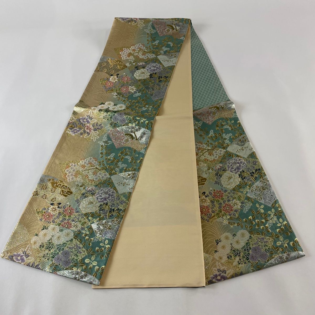 【美品】 正絹袋帯 金×深緑 竹文様 モダン上品 袋帯 美品 秀品 草花 金銀糸 箔 緑 六通 正絹 【中古】 - メルカリ