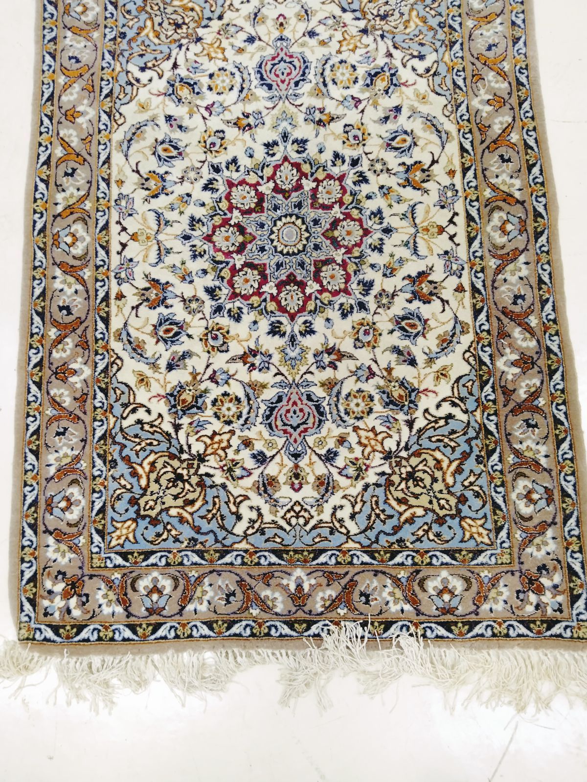 トルコヴィンテージラグ A91 レア コーラルピンク ベージュ ブルー