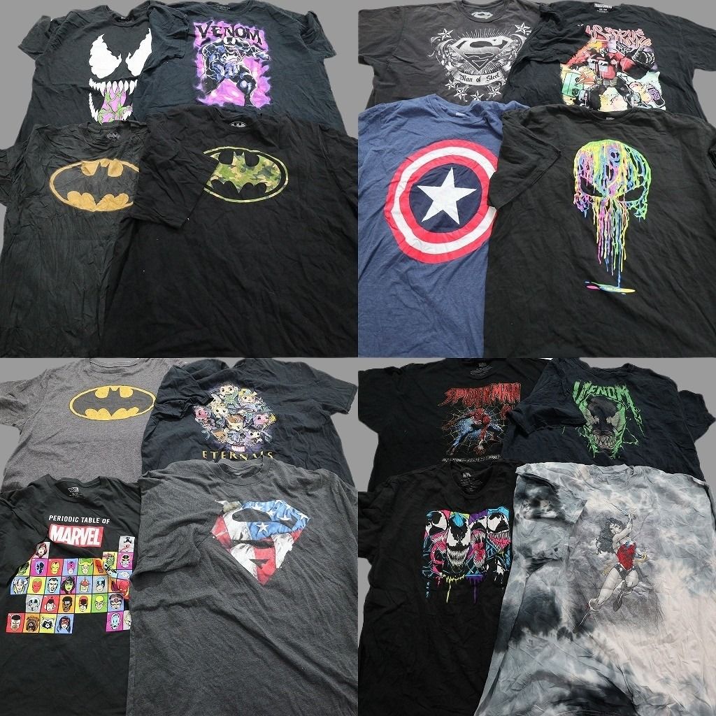 古着卸 マーベル 半袖Tシャツ 16枚セット メンズ 3XL バットマン スパイダーマン ヴェノム 古着 NA1565