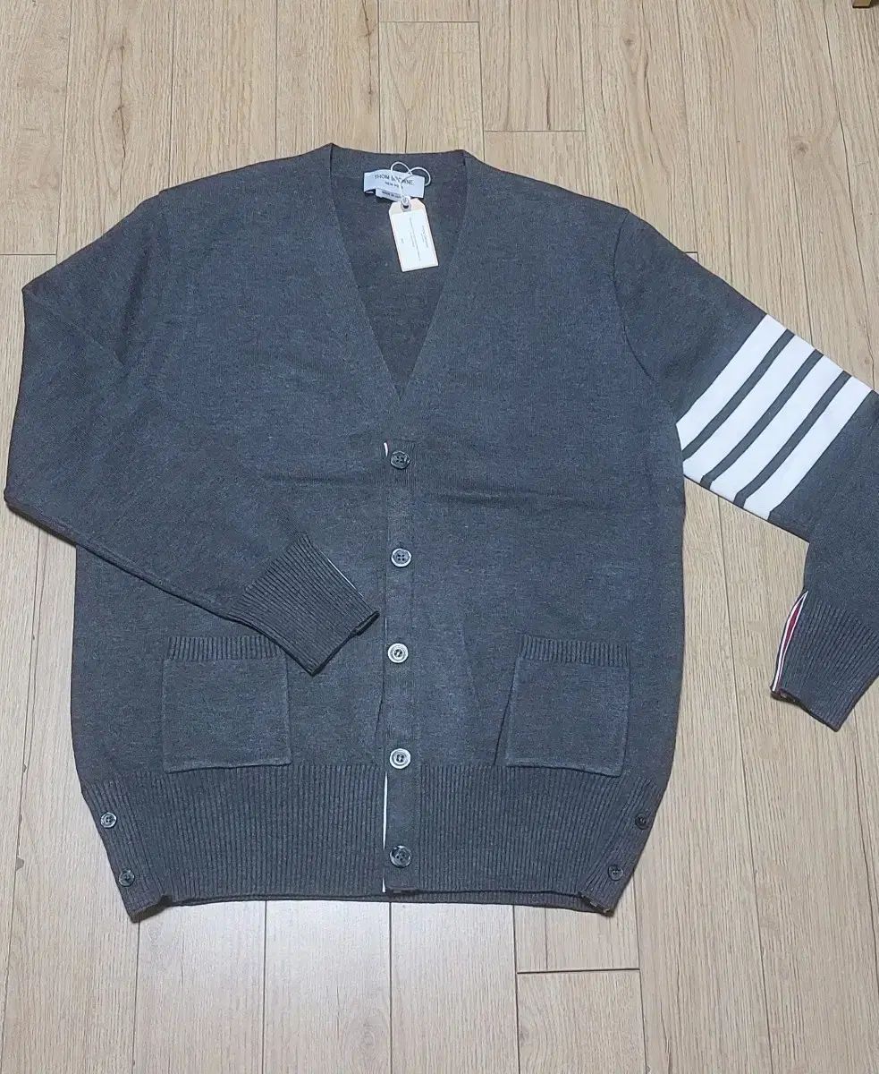 4 ライン 袖ストライプ カシミア カーディガン