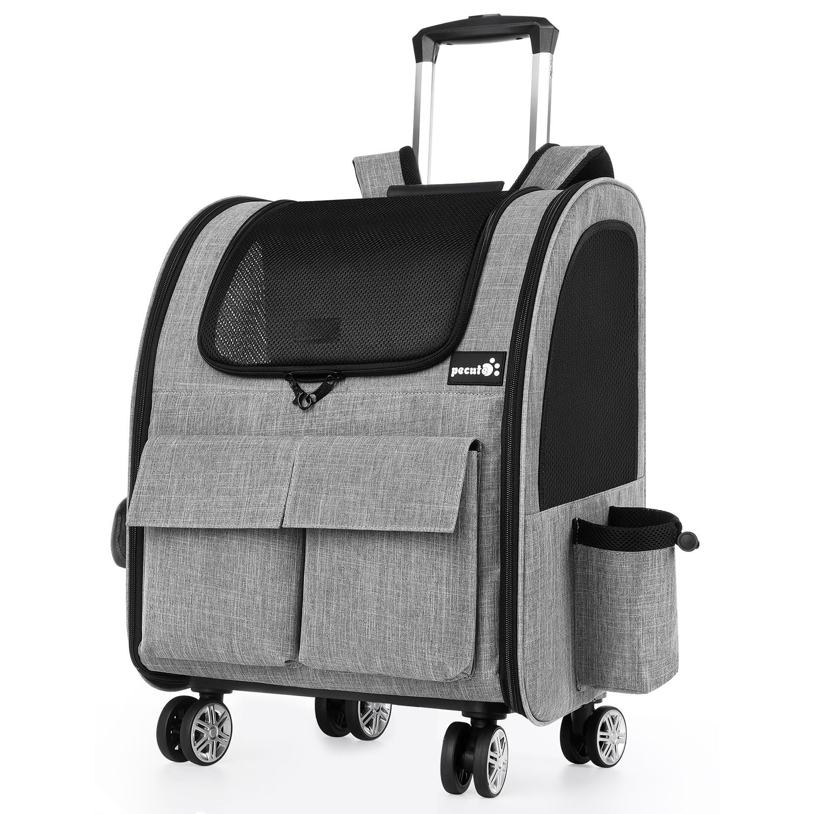 Pecute ペットキャリー リュック ペットキャリー キャスター付き 猫 猫用 キャリー カート 3 WAY 犬 小型犬 ペットキャリーケース 折り畳み 取り外し な車輪 ドライブ 旅行 通院 防災 避難用 キャリー