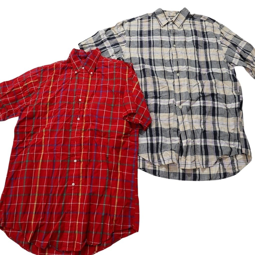 古着卸 まとめ売り チェック柄 半袖シャツ 9枚セット (メンズ Ｍ ) オンブレチェック ウィンドペン 開襟シャツ 中古 古着 NA3986