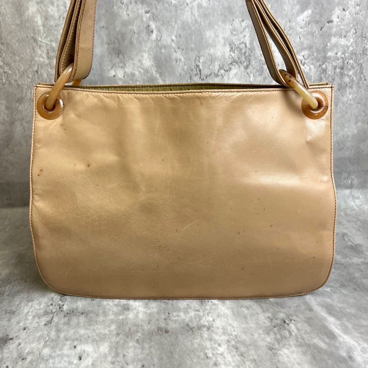 PRADA ワンショルダーバッグ 肩掛け ベッコウ ロゴ入り レザー ブラウン PRADA ワンショルダーバッグ 肩掛け ベッコウ ロゴ入り レザー