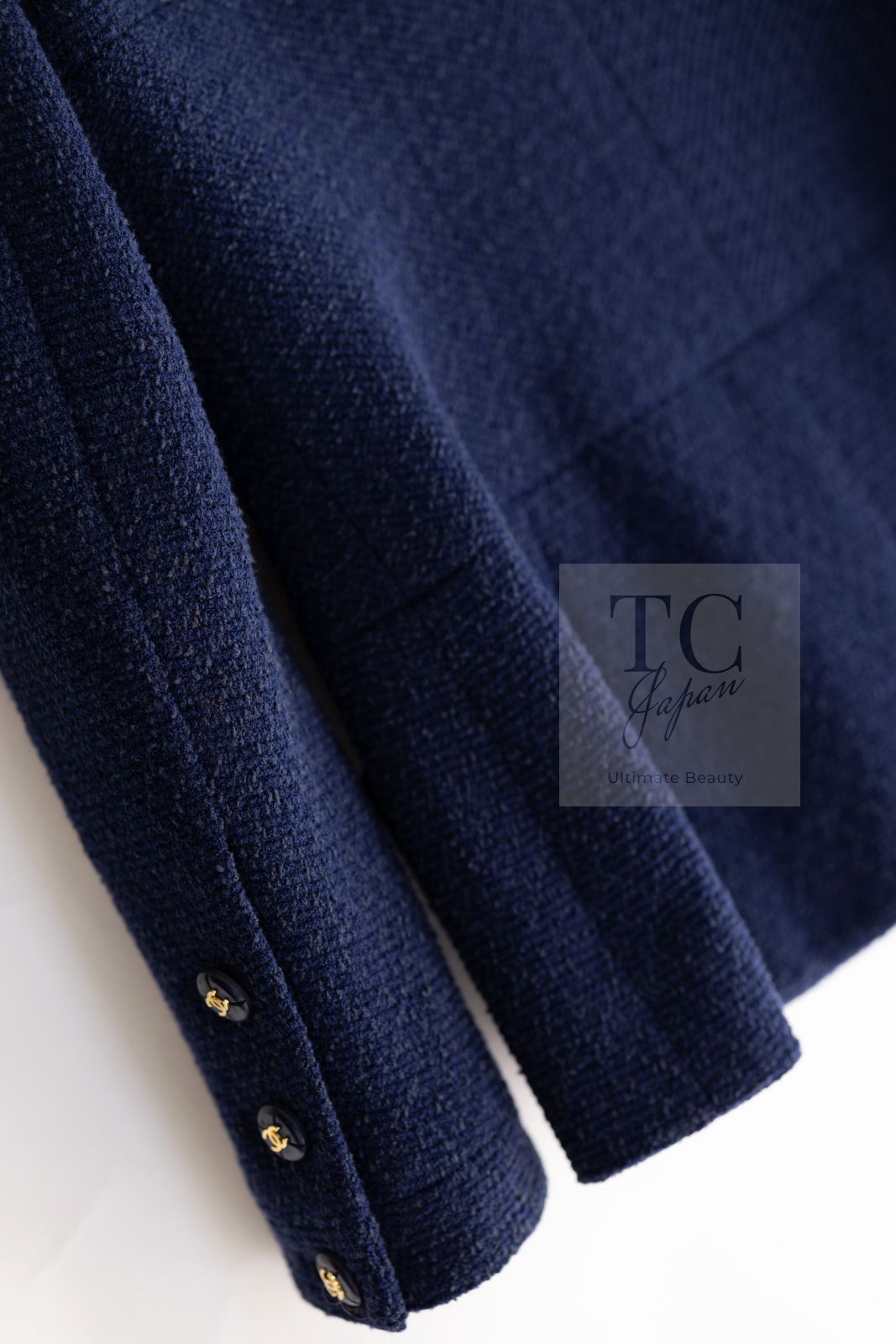 シャネル ジャケット CHANEL ヴィンテージ ネイビー ウール コットン