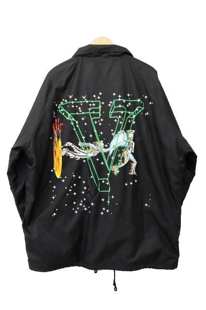 セントマイケル SAINTMICHAEL ×VLONE ヴィーローン 22AW VL COACH JACKET SKULL BK ロゴ スカル プリント コーチ ジャケット ブルゾン SM-A22-0000-082 XL 黒ブラック AA 250922
