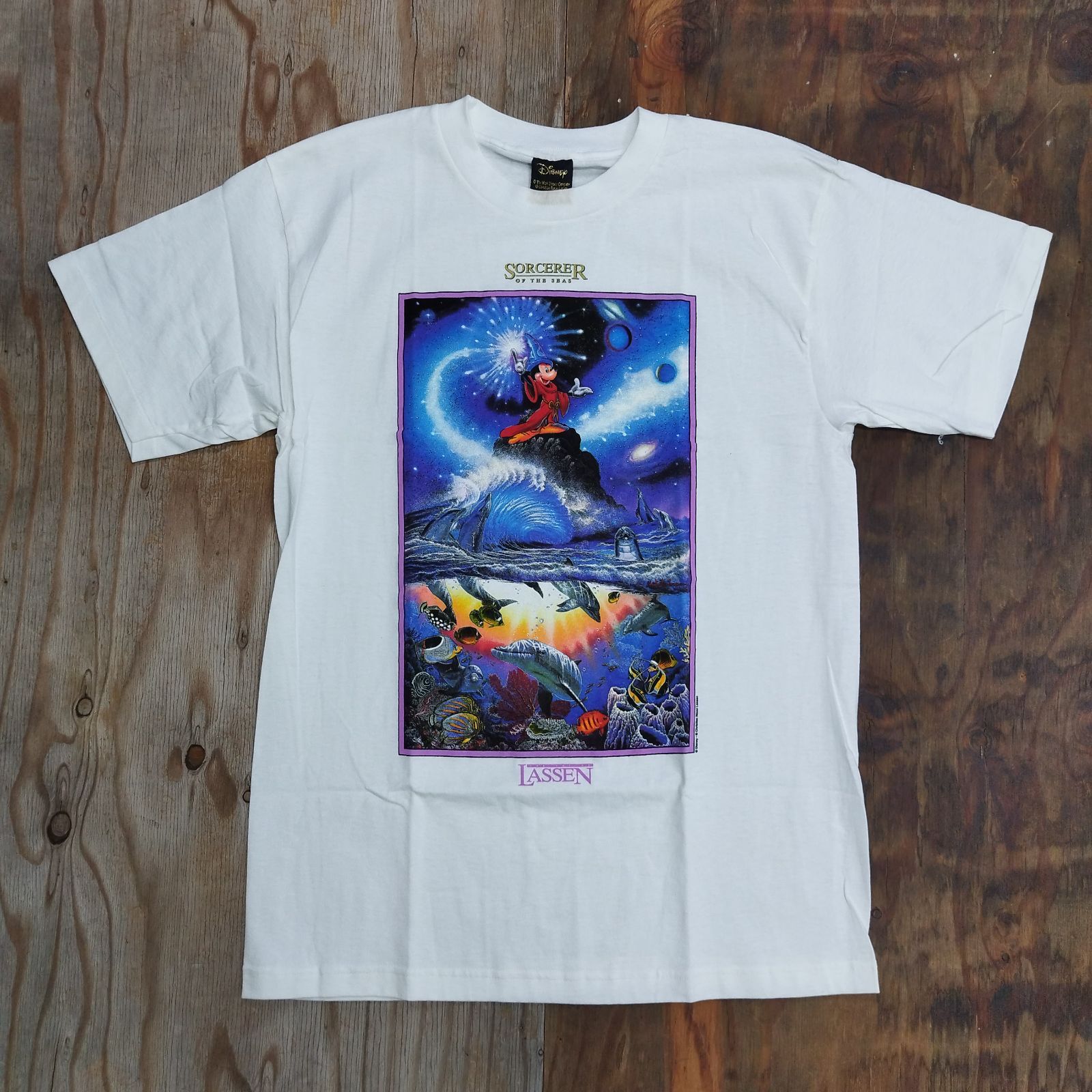 90s ディズニー × ラッセン ソーサラーミッキーマウス Tシャツ Mサイズ 90s ディズニー × ラッセン ソーサラーミッキーマウス Tシャツ M