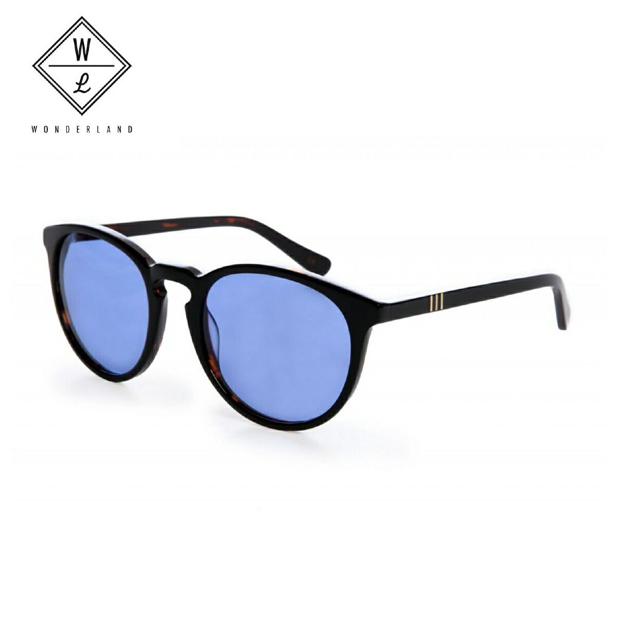 【新品】 WONDERLAND ワンダーランド サングラス BEAUMONT Dark TortoiseXBlue CZ ビューモント メンズ レディース ボストン型 UVカット アイウェア カラーレンズ ブラック ブルー beaumont09