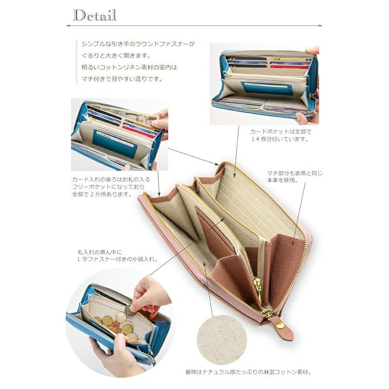  LiERRE リエール 本革 ラウンドファスナー長財布 レディース レザーウォレット 大人 シンプル ラウンドファスナー チョコ 0 財布 キッズファッション小物