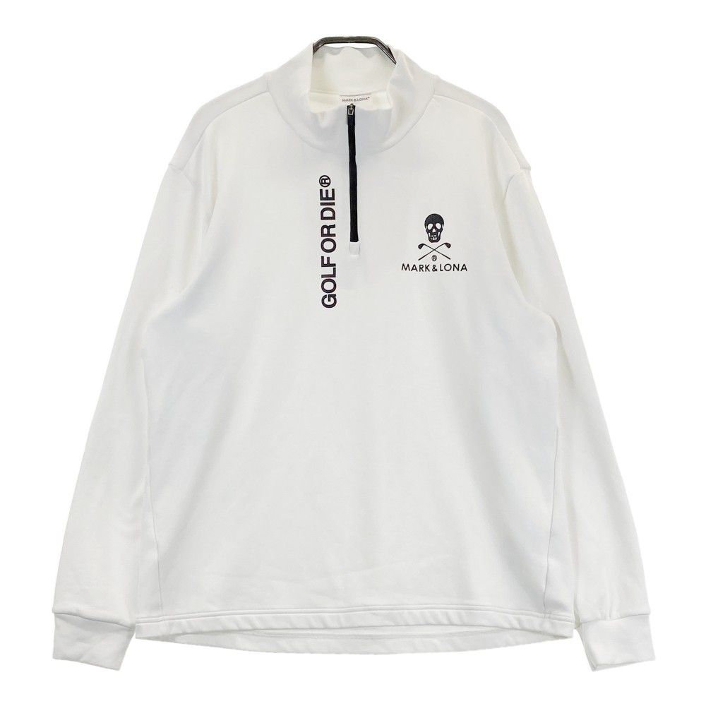 サイズ：50 MARK&amp;LONA マークアンドロナ  ハーフジップ裏起毛Tシャツ  ホワイト系 [240101442867] ゴルフウェア メンズ ストスト サイズ：50 MARK&LONA マークアンドロナ ハーフジップ裏起毛T