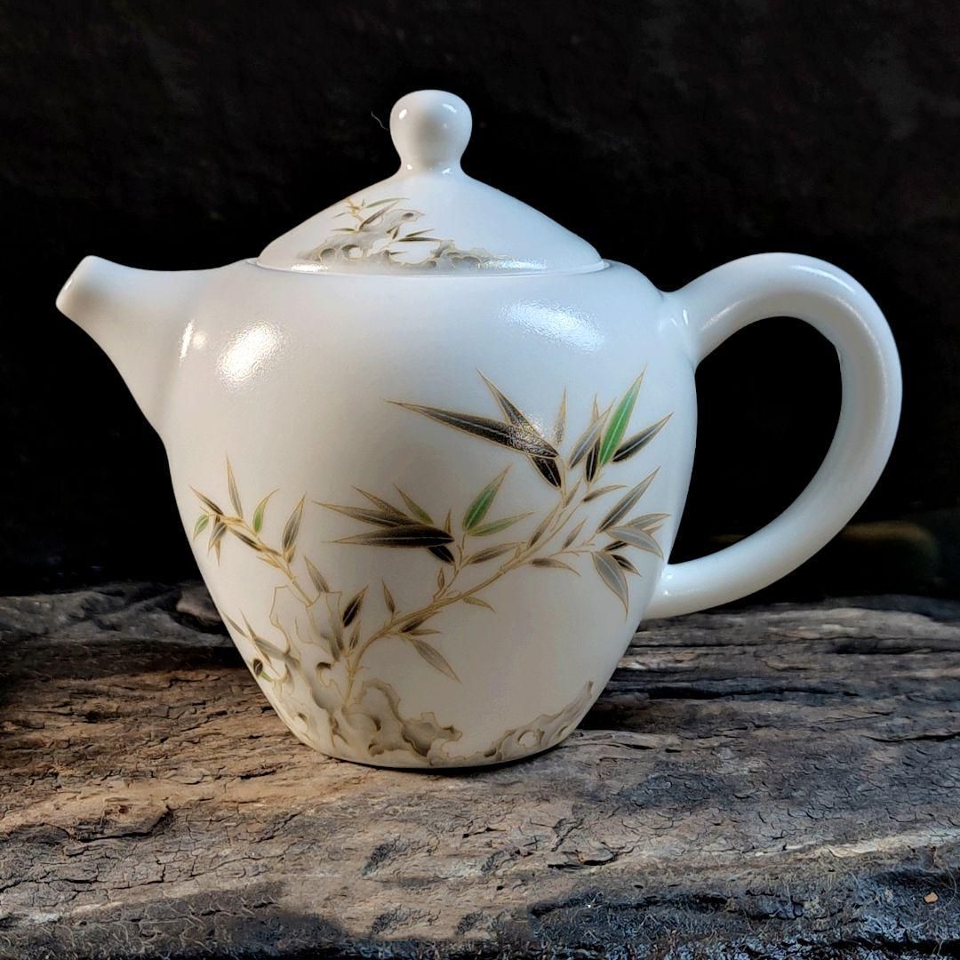 [未使用] 中国 茶器 ポット 未使用河合竜彦 白釉 急須 中国茶 ポット