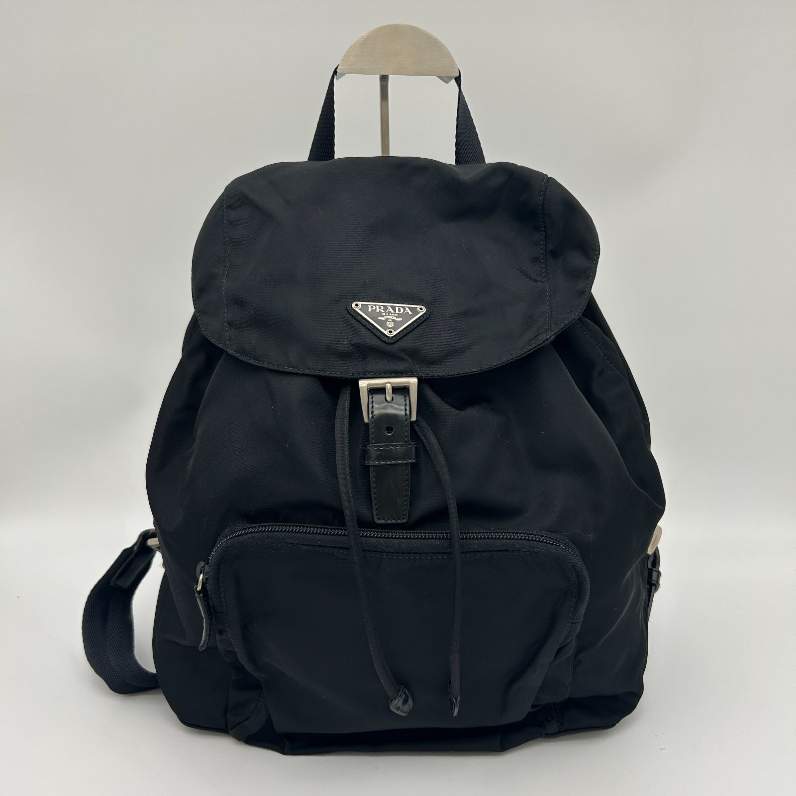 PRADA プラダ VELA バックパック リュックサック デイパック ナイロン レザー NERO 黒 ブラック シルバー金具 B4650