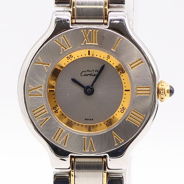 デッドストック級 稼働 カルティエ マスト 1340 YG×SS QZ シルバー文字盤 レディース腕時計 0030800 10ERT MST ABC16829