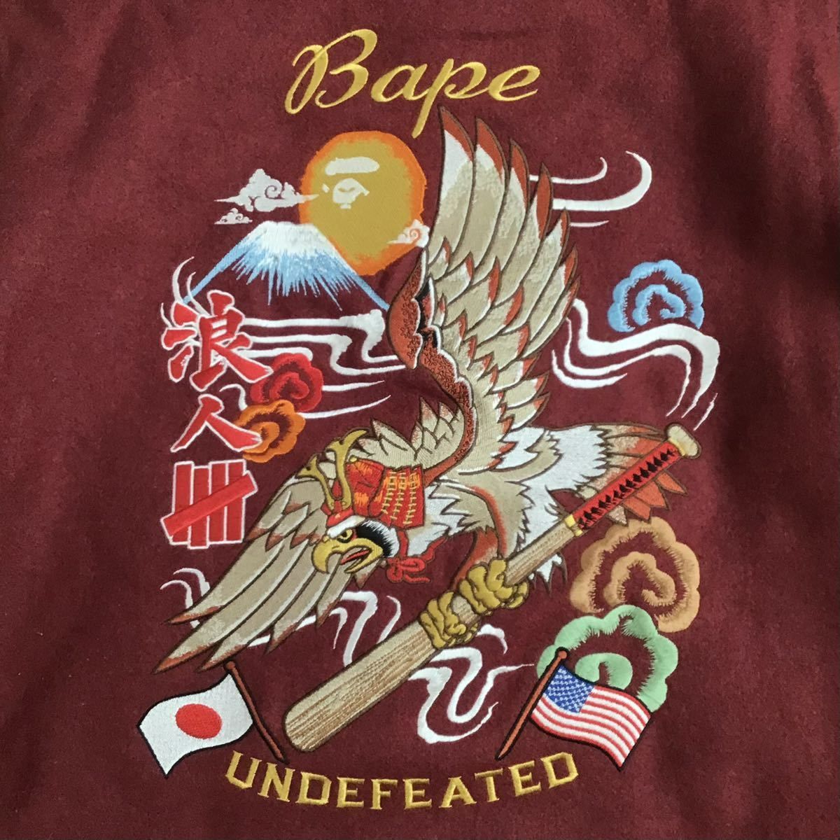 Undefeated × BAPE 袖レザー スタジャン Lサイズ a bathing ape Undefeated × BAPE 袖レザー スタジャン Lサイズ a bathing ape