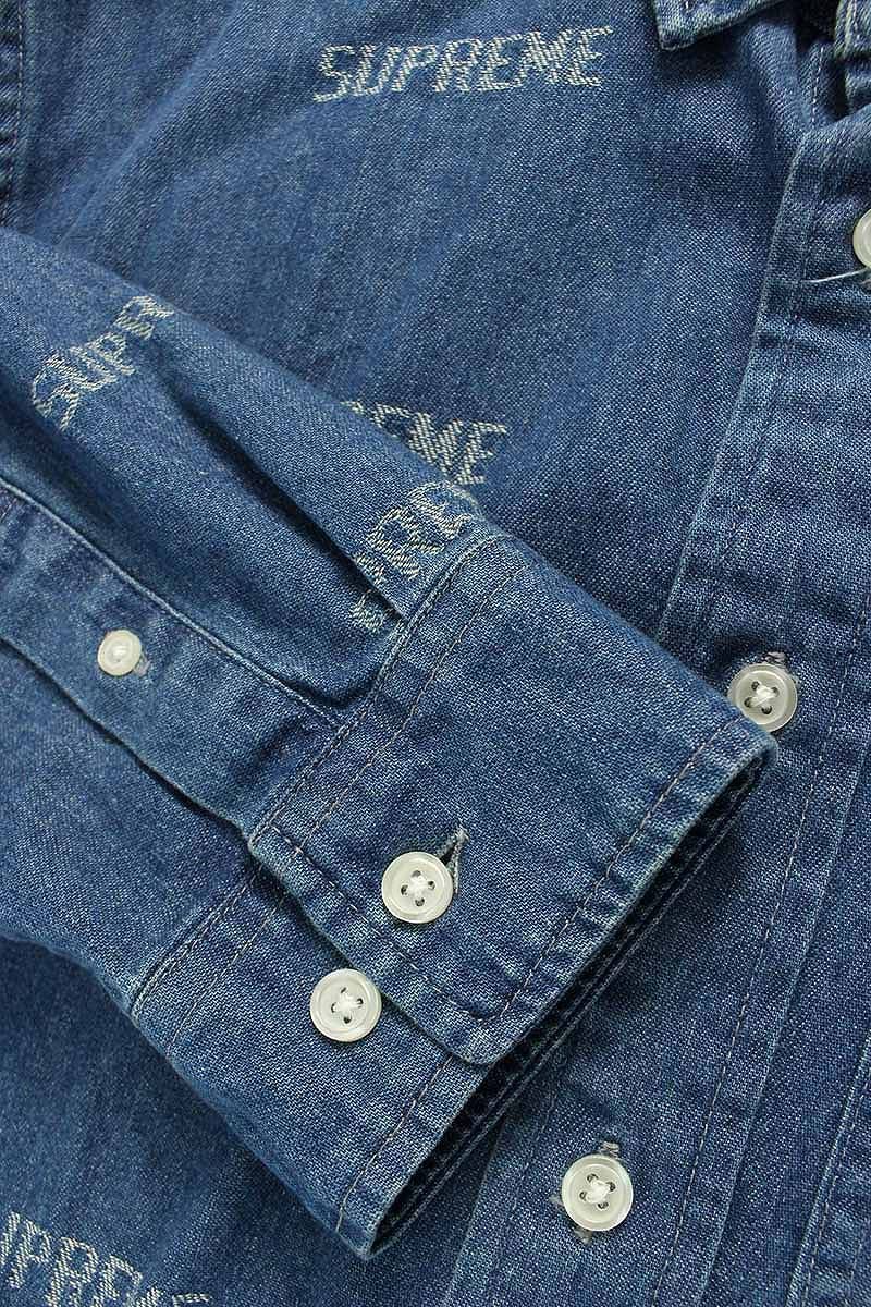 シュプリーム 19SS Logo Denim Shirt ロゴデザインウォッシュドデニム