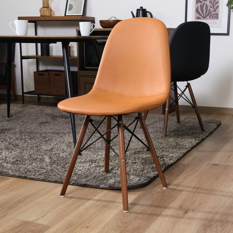 ♪ ２脚セット レザー調 イームズチェア キャメル ダイニングチェア ダイニング