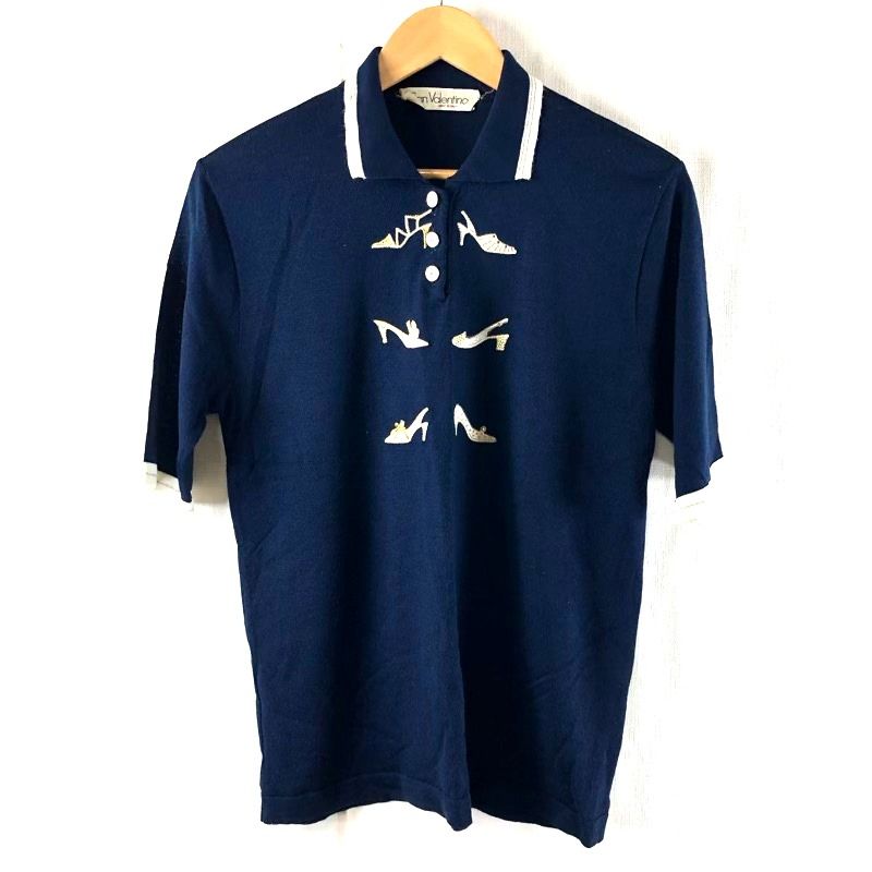 San Valentino ポロシャツ ニットポロ 刺繡 靴模様 ラインストーン