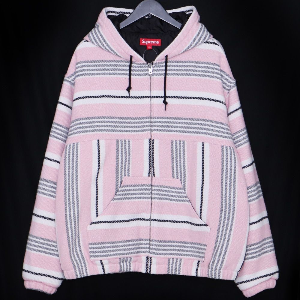 SUPREME 25SS Woven Stripe Hooded Jacket Lサイズ ピンク - メルカリ